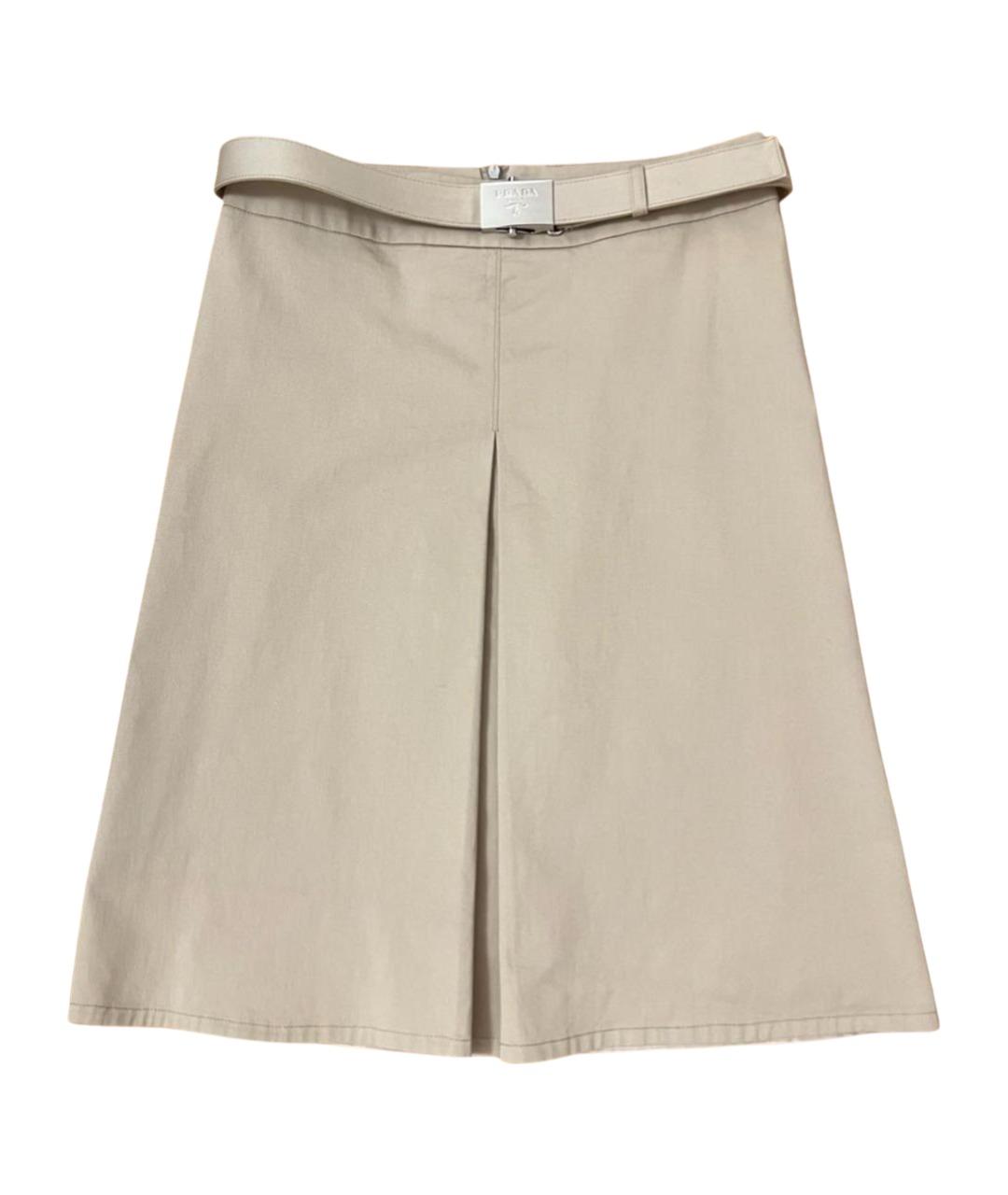 PRADA Бежевая хлопковая юбка миди, фото 1