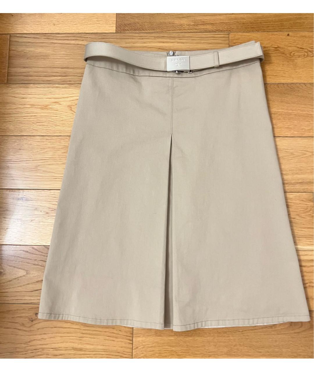 PRADA Бежевая хлопковая юбка миди, фото 9