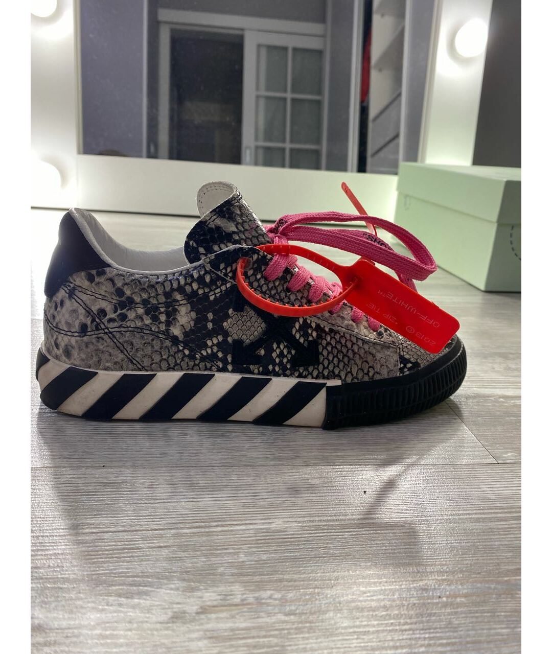 OFF-WHITE Черные кожаные кеды, фото 5