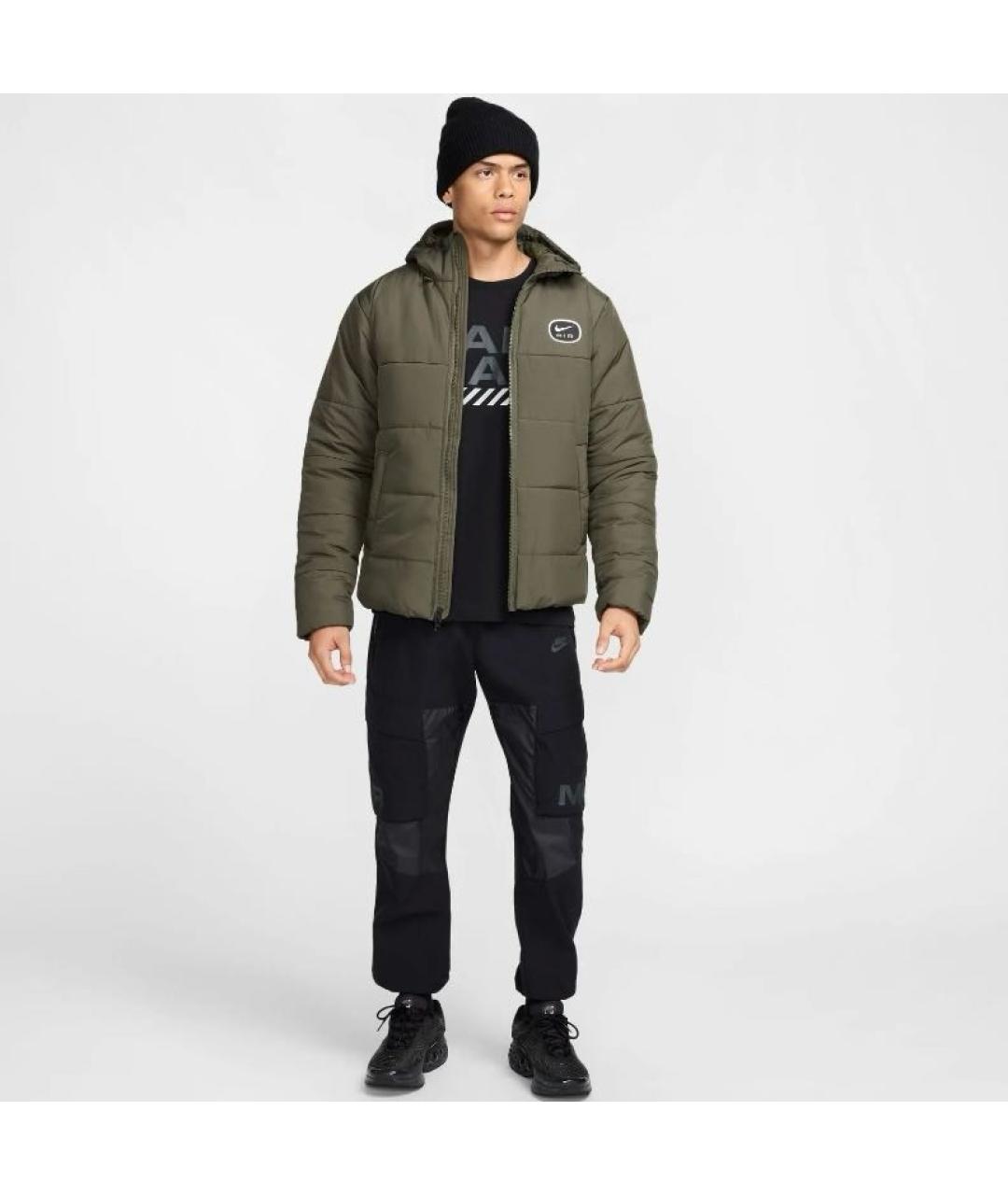 NIKE Хаки полиэстеровый пуховик, фото 4