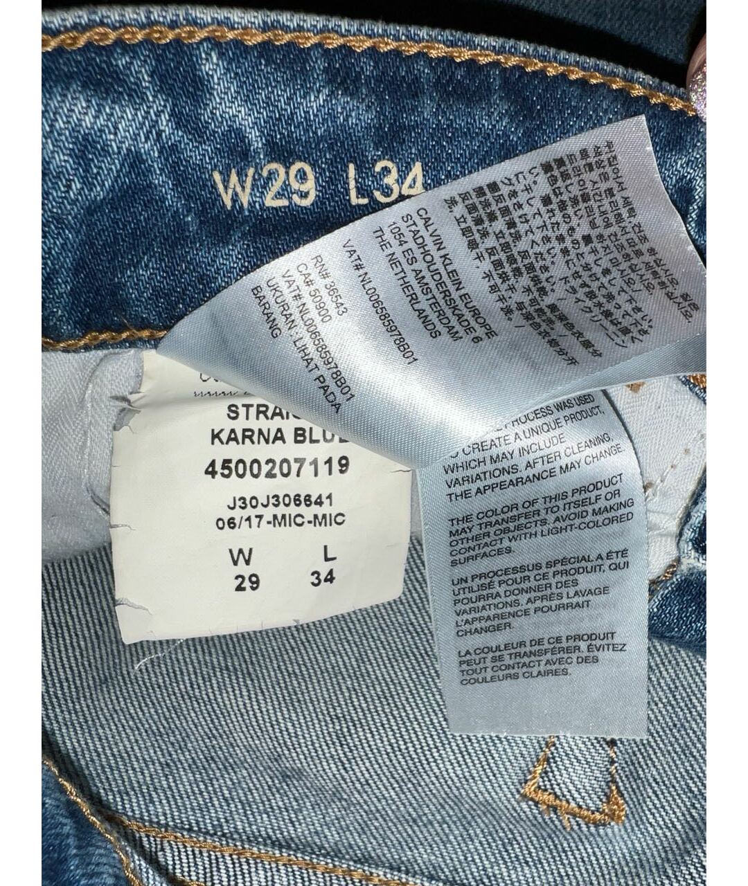 CALVIN KLEIN JEANS Голубые хлопковые прямые джинсы, фото 6