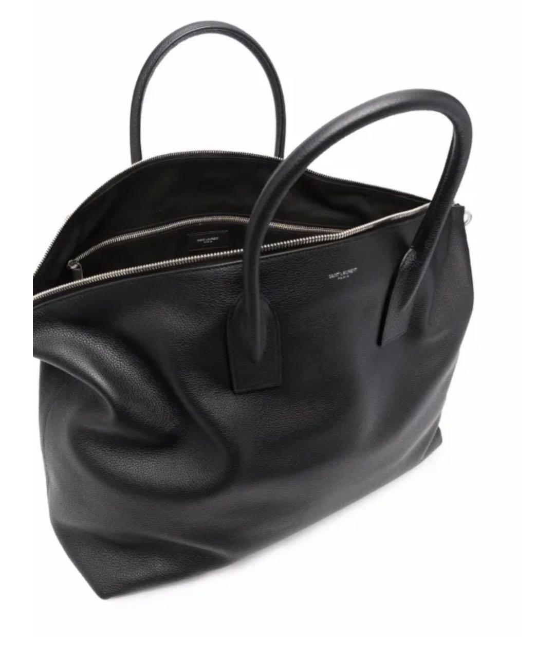 SAINT LAURENT Черная кожаная сумка тоут, фото 2
