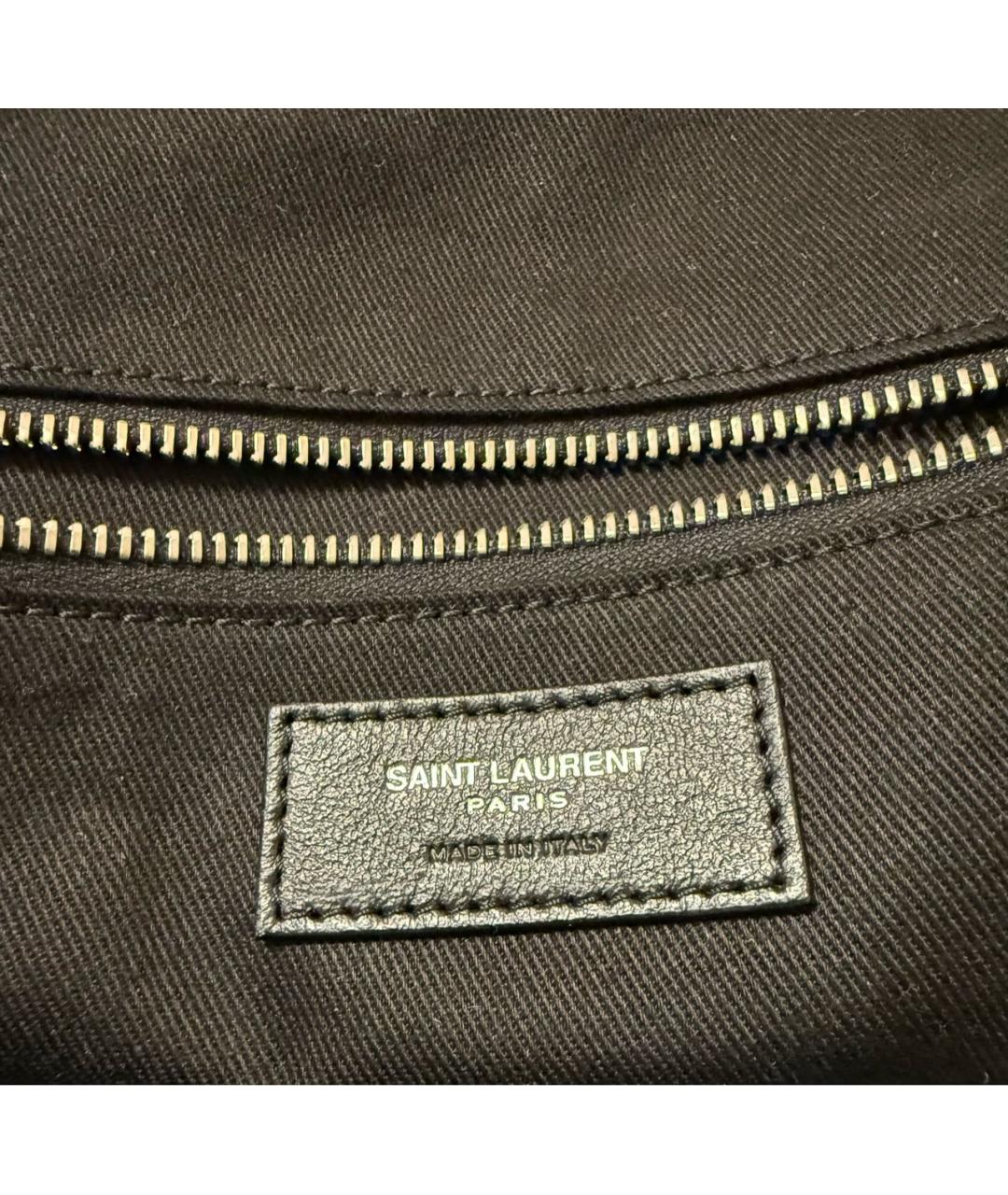 SAINT LAURENT Черная кожаная сумка тоут, фото 4