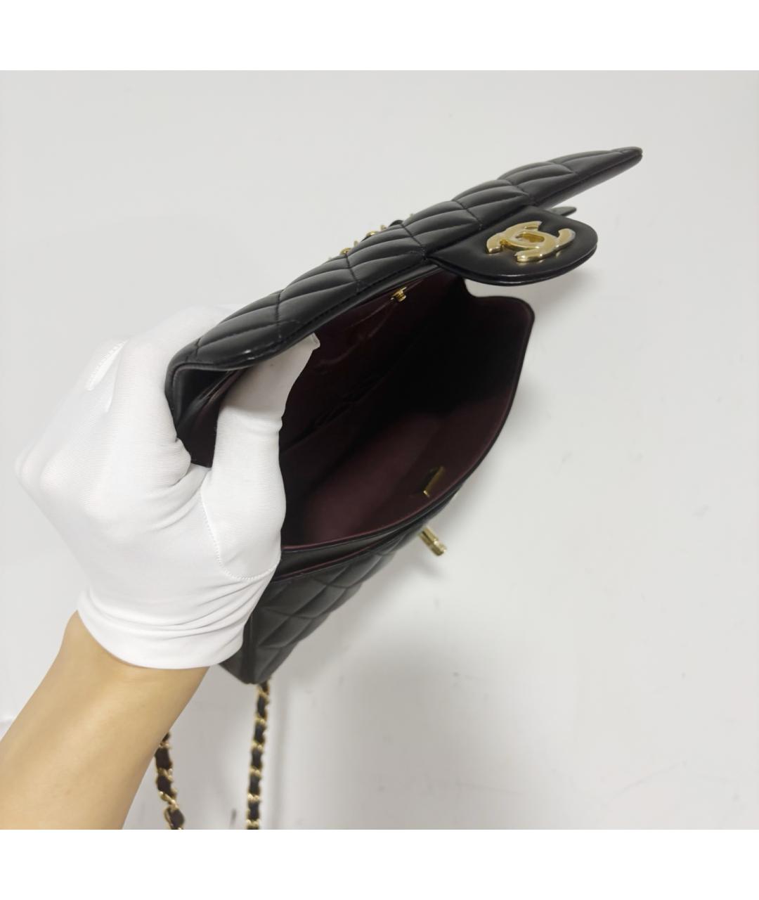 CHANEL Черная кожаная сумка через плечо, фото 6