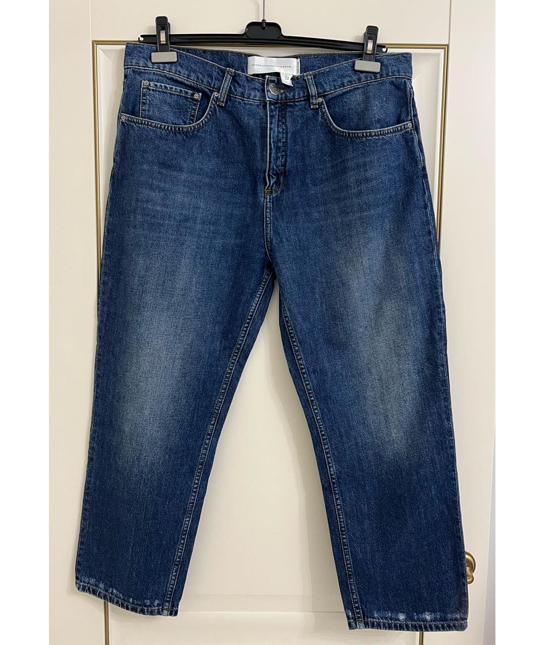 VICTORIA BECKHAM Темно-синие хлопковые прямые джинсы, фото 3