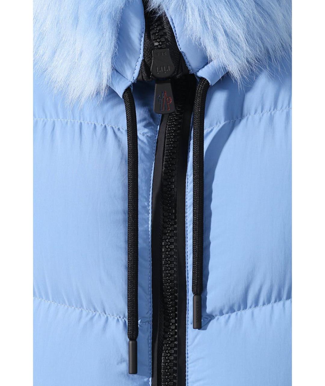 MONCLER Голубой полиэстеровый пуховик, фото 5