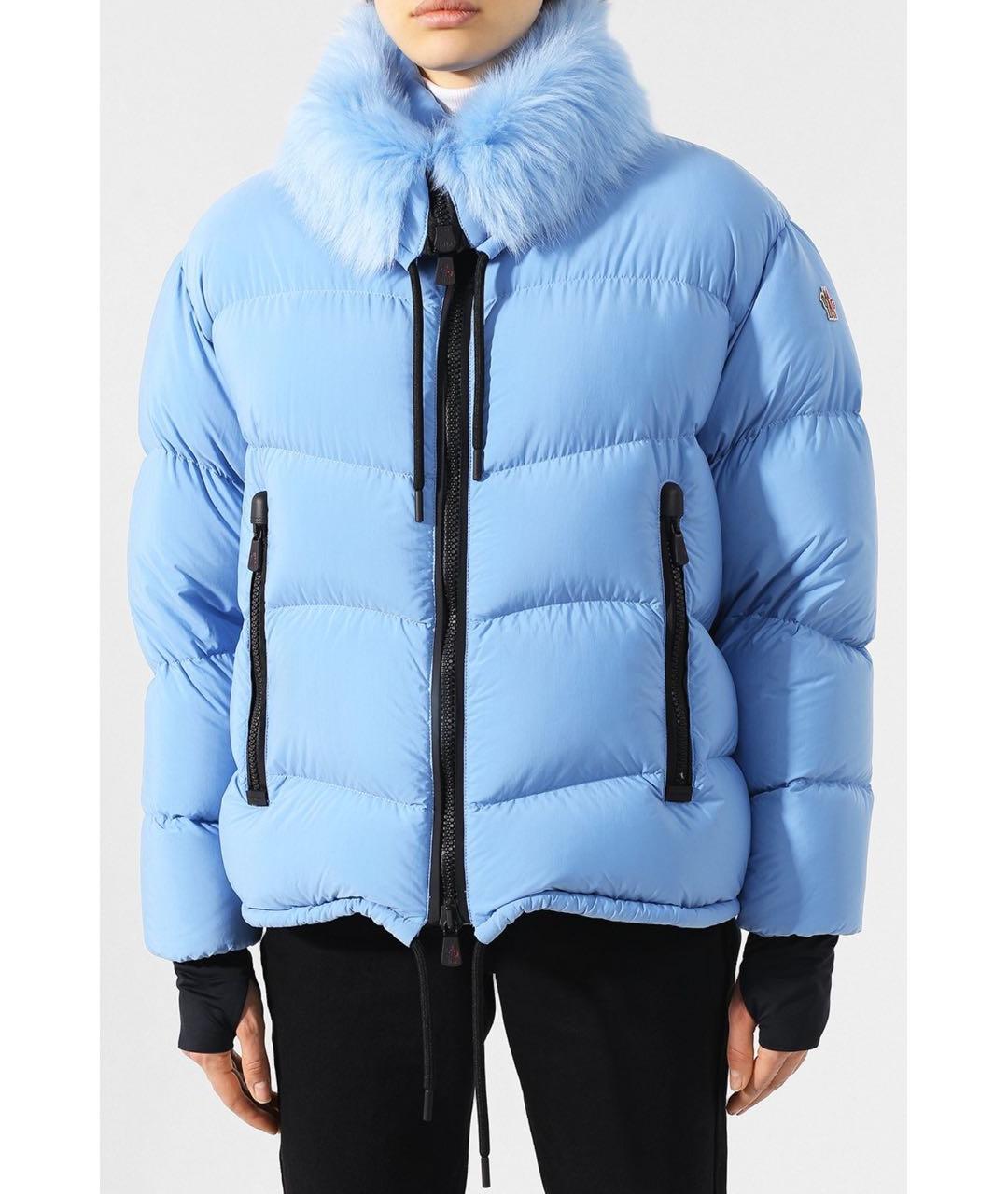 MONCLER Голубой полиэстеровый пуховик, фото 3