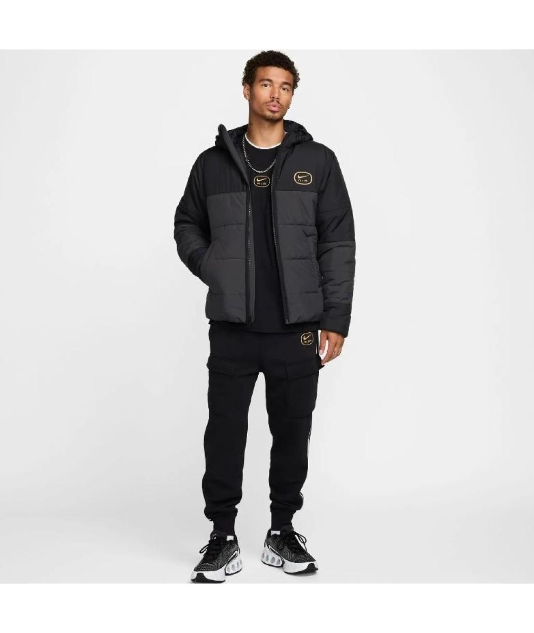 NIKE Черный полиэстеровый пуховик, фото 4