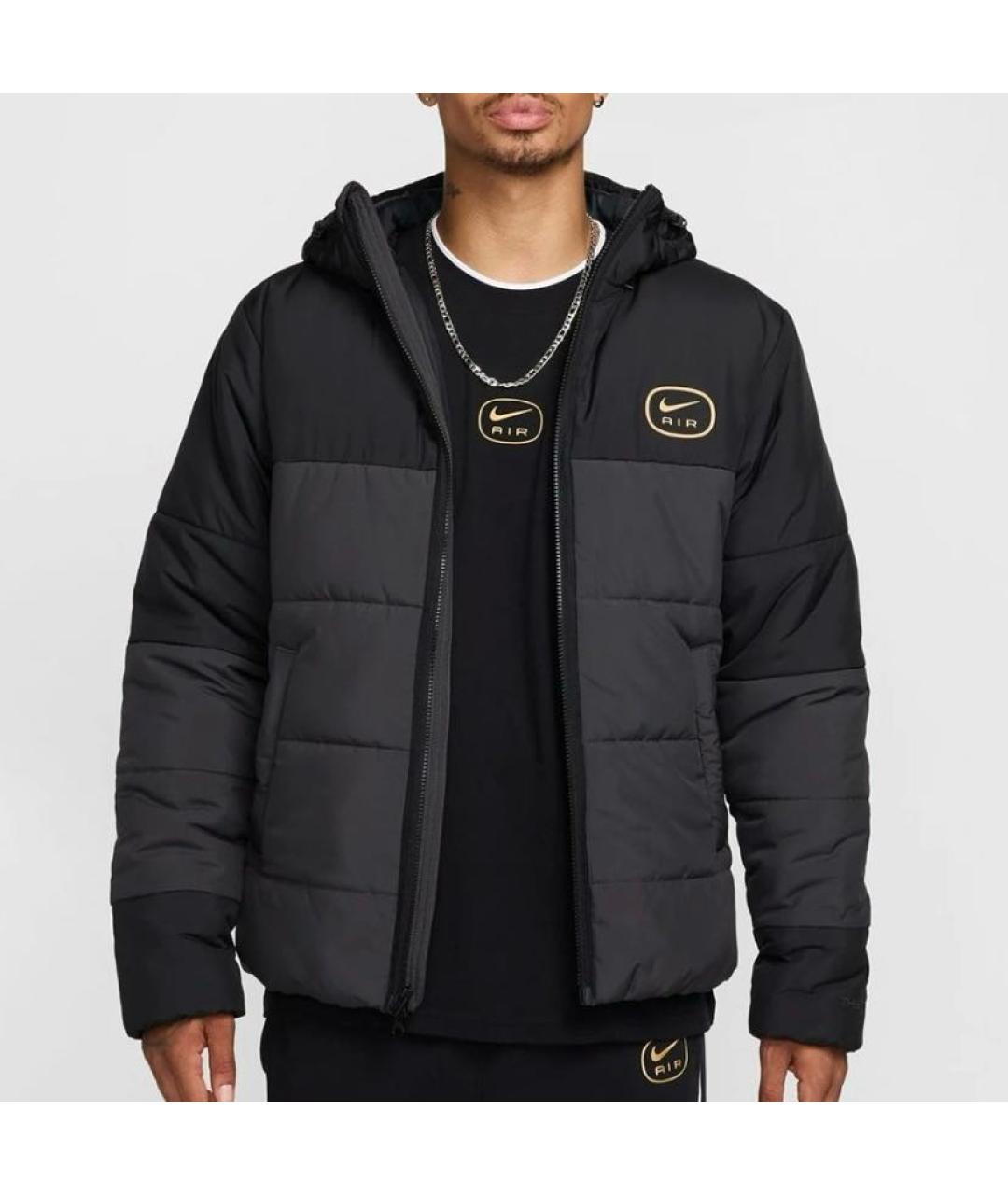 NIKE Черный полиэстеровый пуховик, фото 2