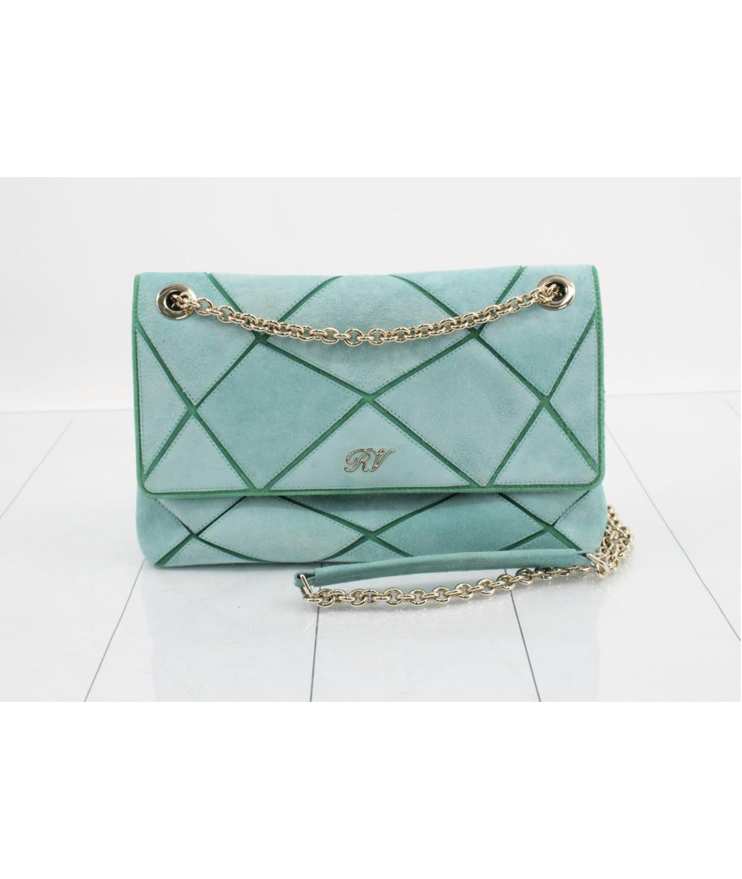 ROGER VIVIER Голубая замшевая сумка через плечо, фото 6