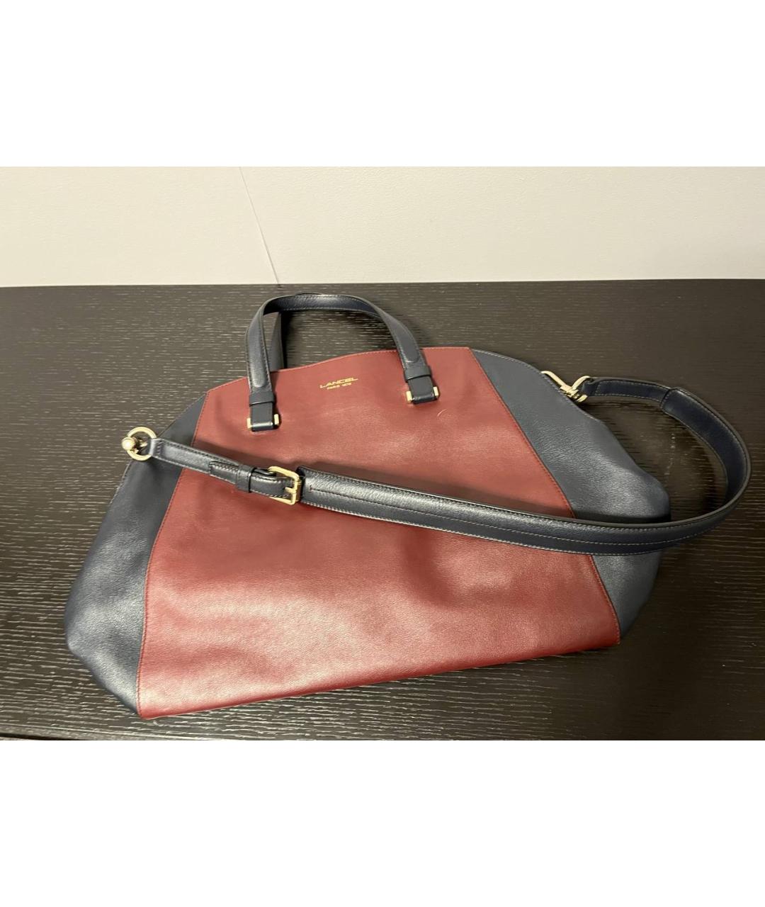 LANCEL Бордовая кожаная сумка с короткими ручками, фото 5