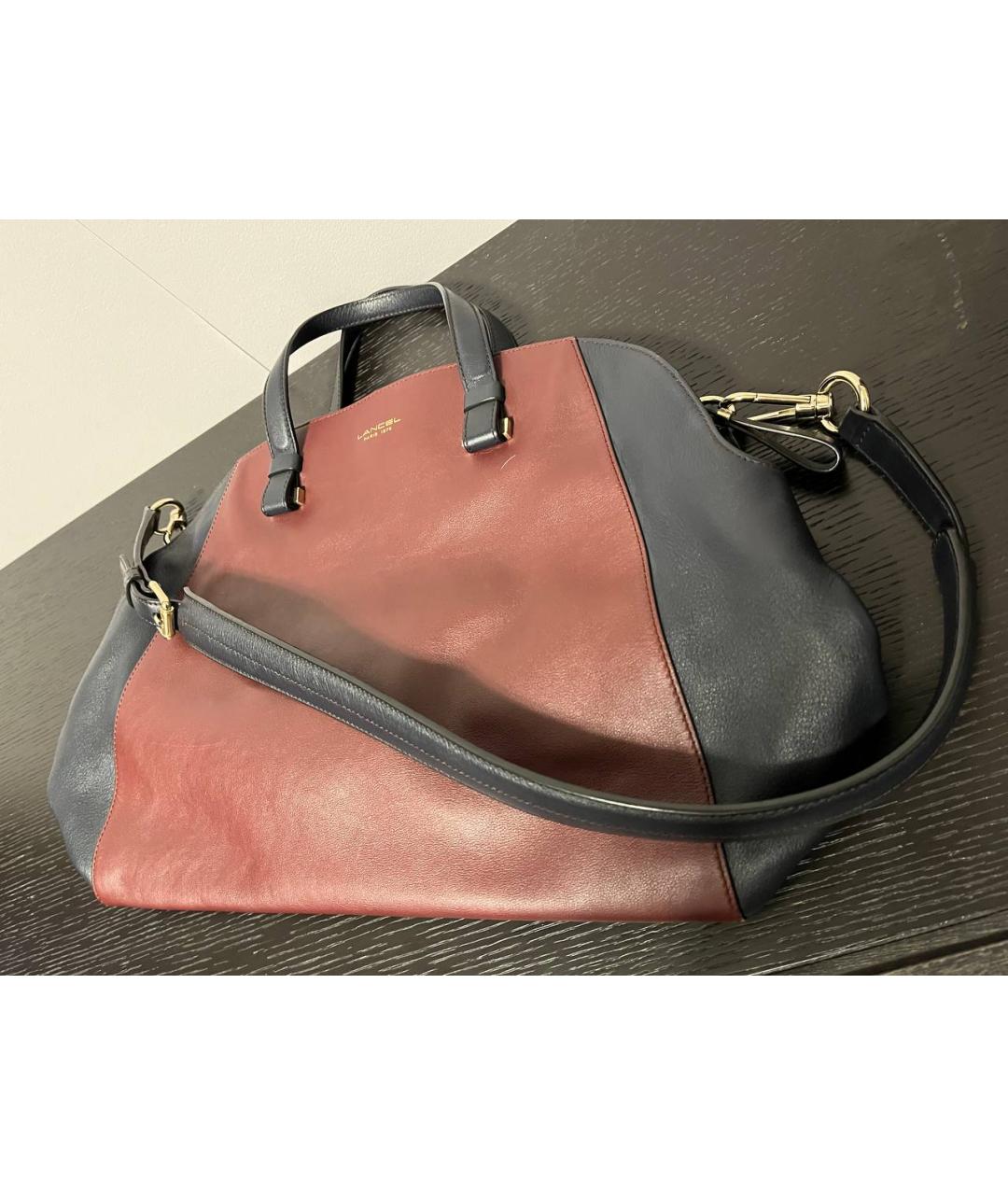 LANCEL Бордовая кожаная сумка с короткими ручками, фото 2