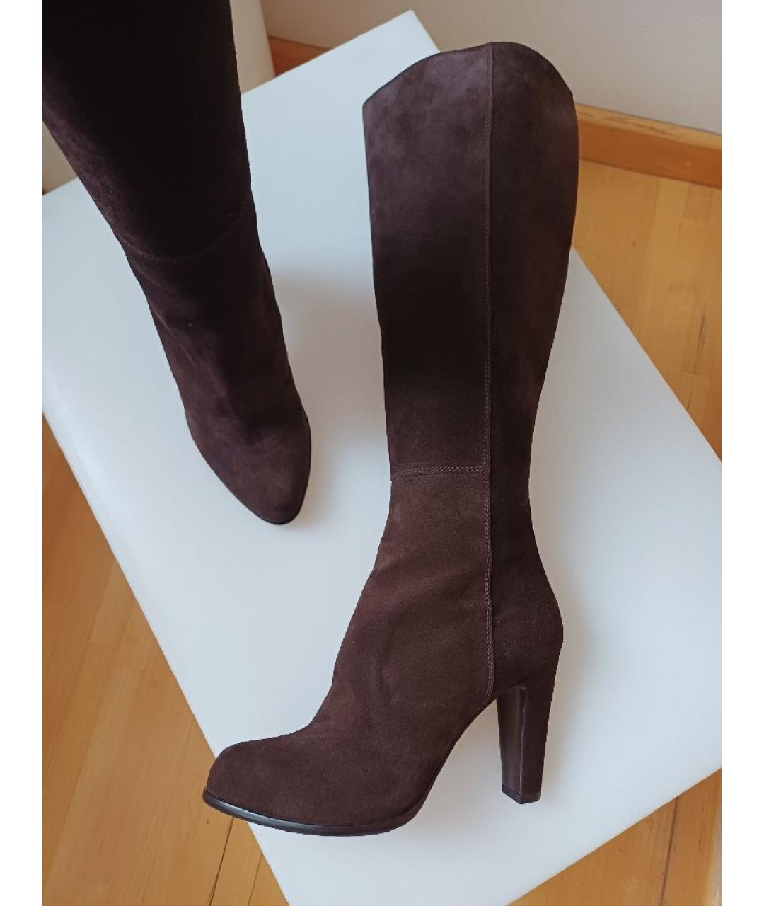 SERGIO ROSSI Коричневые замшевые сапоги, фото 5