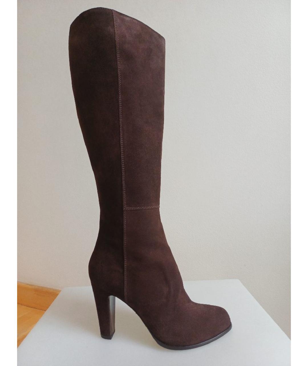 SERGIO ROSSI Коричневые замшевые сапоги, фото 9