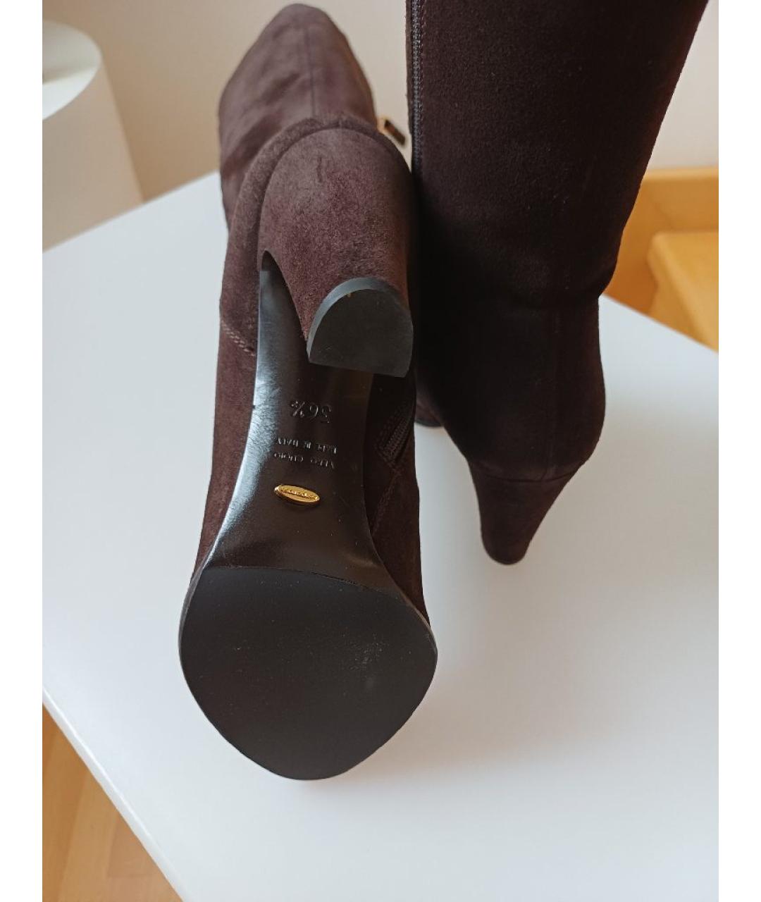 SERGIO ROSSI Коричневые замшевые сапоги, фото 8