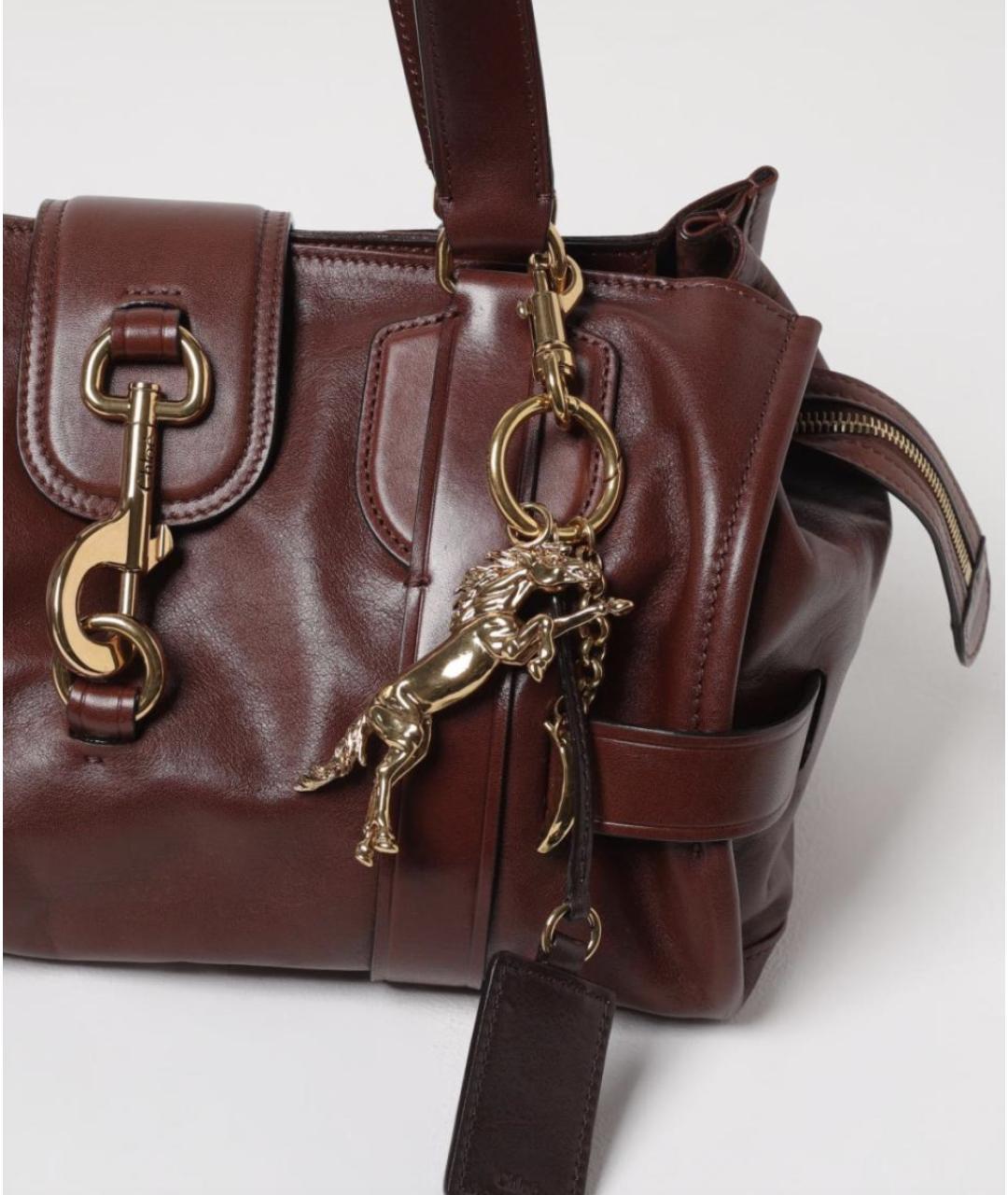 CHLOE Коричневая кожаная сумка с короткими ручками, фото 5