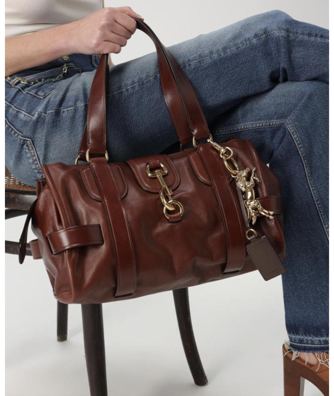 CHLOE Коричневая кожаная сумка с короткими ручками, фото 6