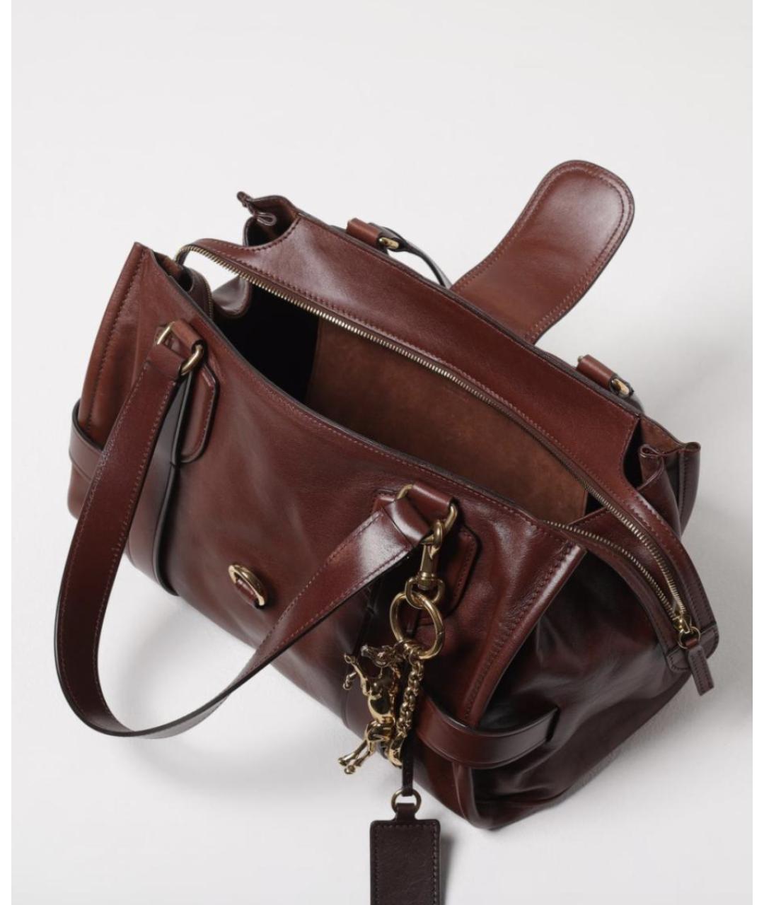 CHLOE Коричневая кожаная сумка с короткими ручками, фото 4