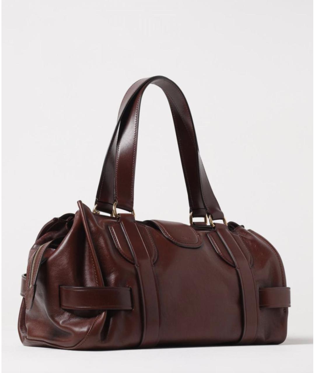 CHLOE Коричневая кожаная сумка с короткими ручками, фото 3