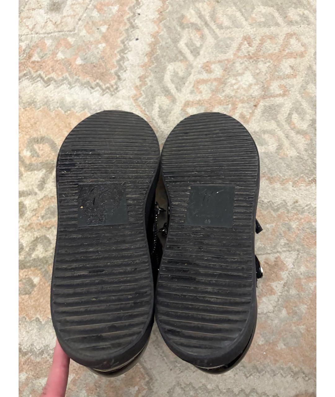 GIUSEPPE ZANOTTI DESIGN Черные высокие кроссовки / кеды из лакированной кожи, фото 5