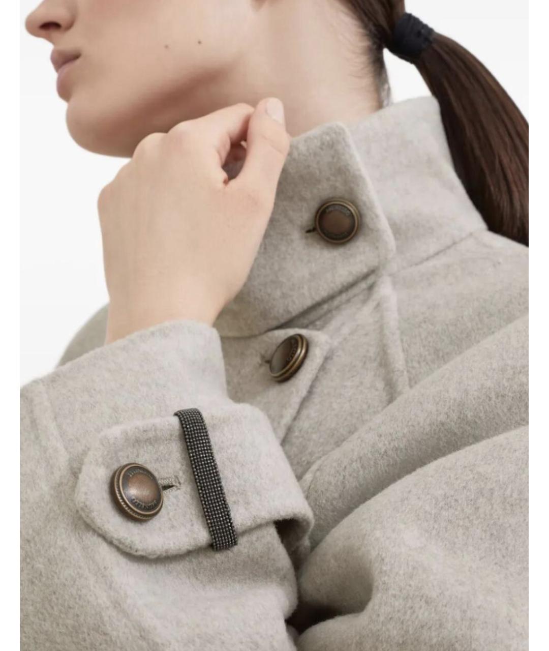 BRUNELLO CUCINELLI Серое шерстяное пальто, фото 4