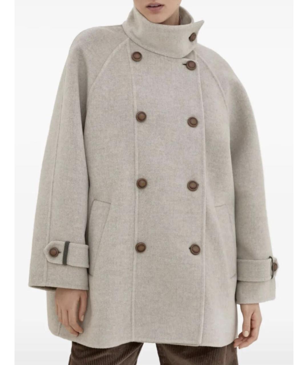 BRUNELLO CUCINELLI Серое шерстяное пальто, фото 2