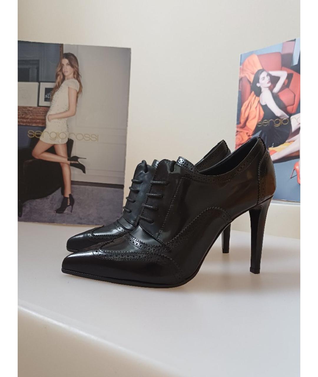 SERGIO ROSSI Черные ботильоны из лакированной кожи, фото 2