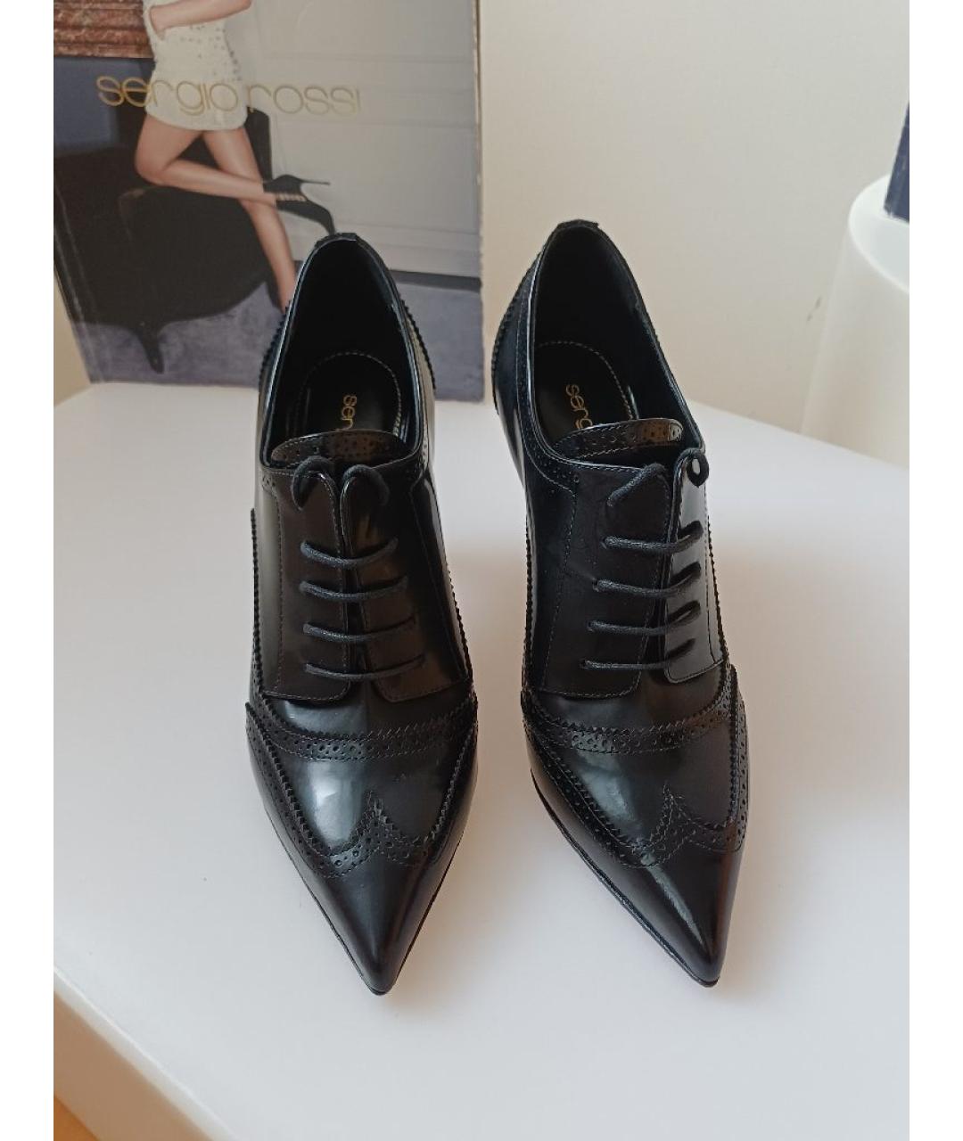 SERGIO ROSSI Черные ботильоны из лакированной кожи, фото 6