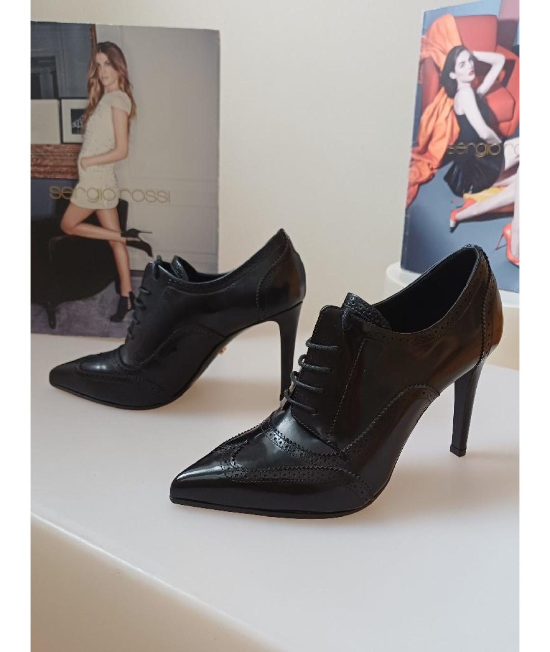 SERGIO ROSSI Черные ботильоны из лакированной кожи, фото 3