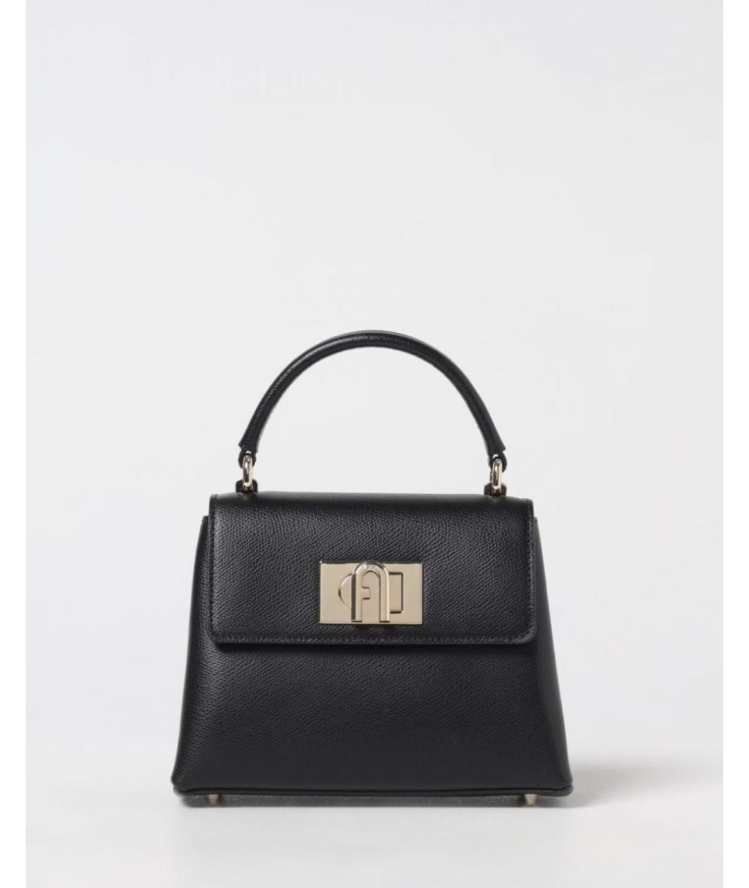 FURLA Черная кожаная сумка с короткими ручками, фото 4