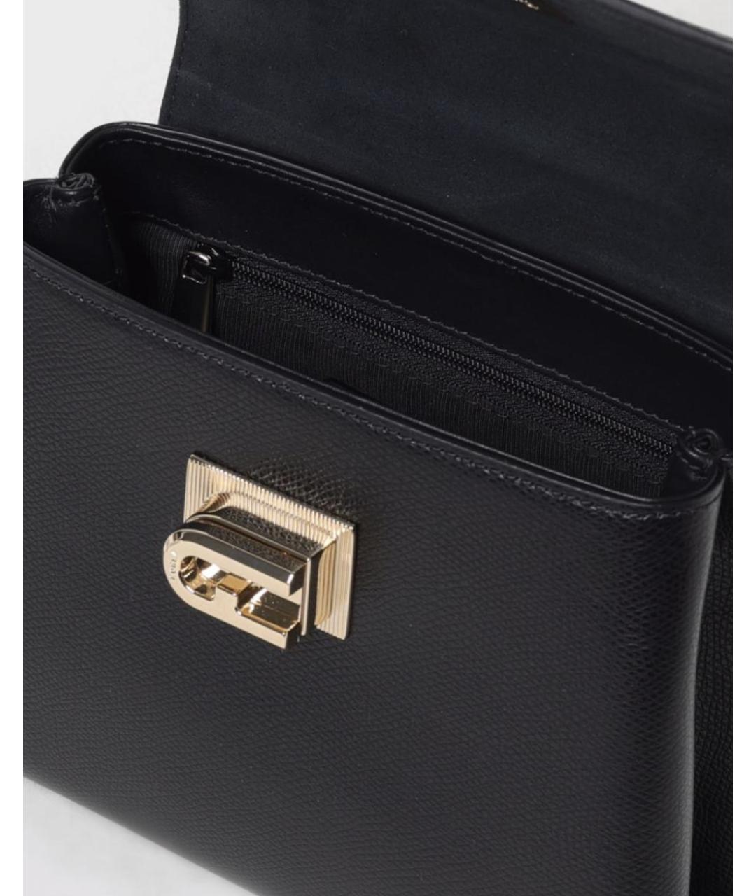 FURLA Черная кожаная сумка с короткими ручками, фото 3