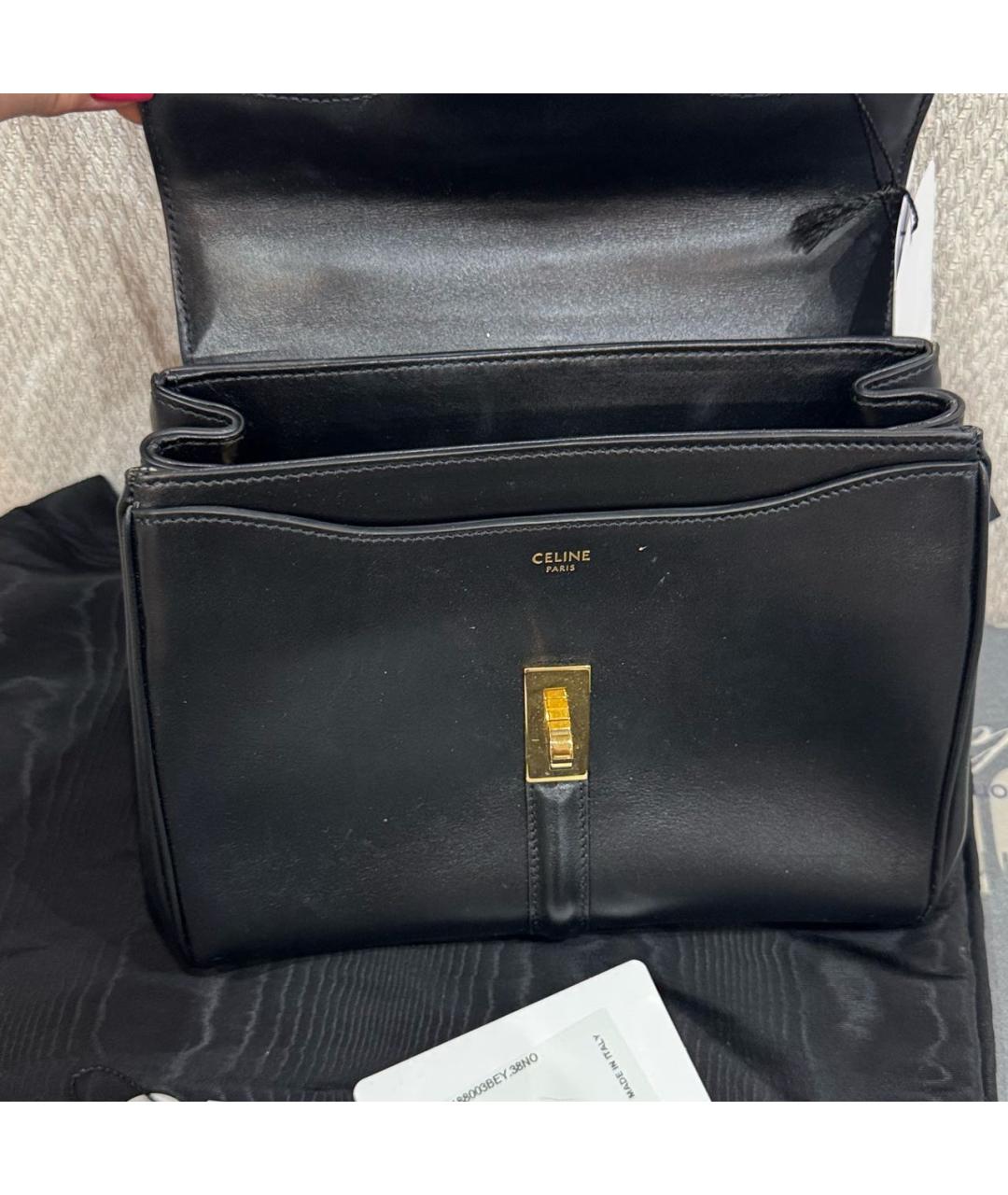 CELINE Черная кожаная сумка с короткими ручками, фото 4