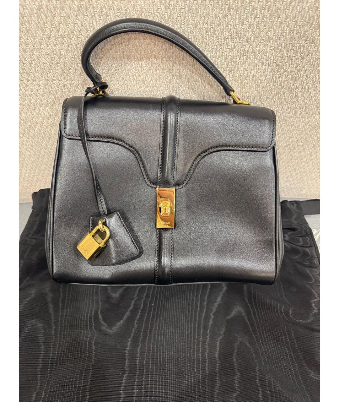 CELINE Черная кожаная сумка с короткими ручками, фото 5