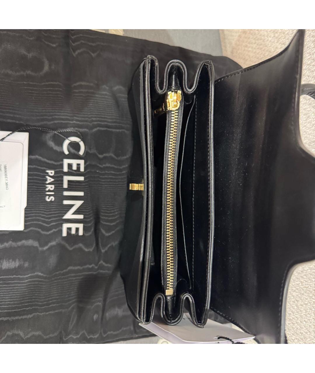 CELINE Черная кожаная сумка с короткими ручками, фото 3