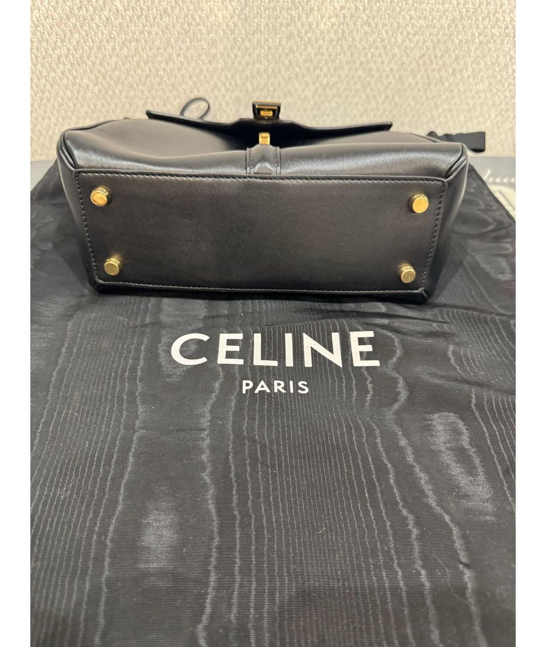 CELINE Черная кожаная сумка с короткими ручками, фото 6