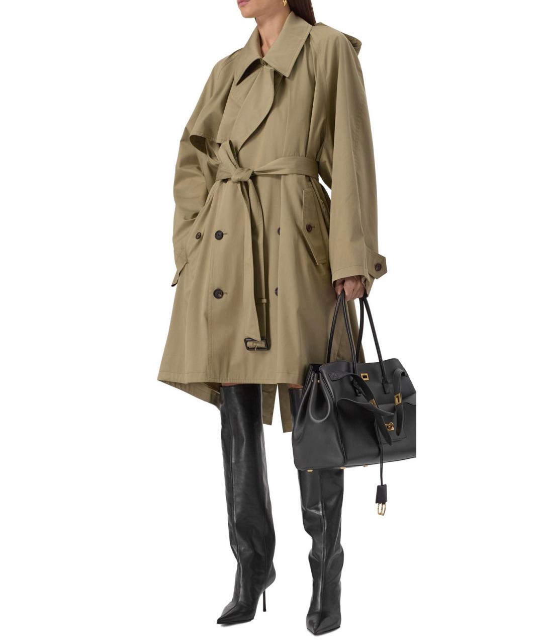 BALENCIAGA Хаки хлопковый тренч/плащ, фото 4
