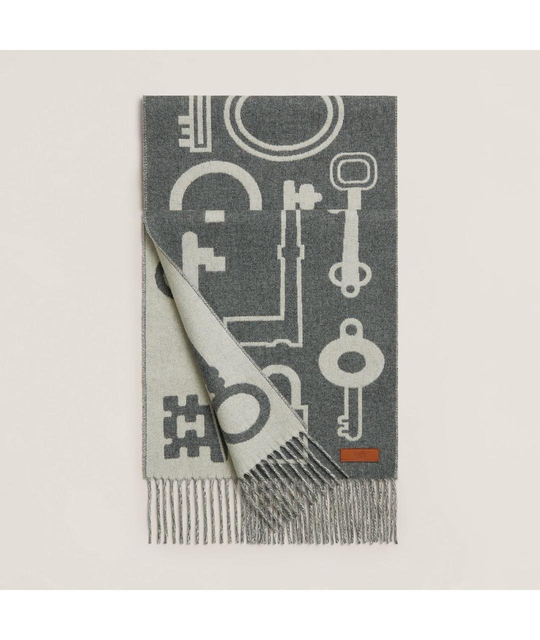 HERMES Серый кашемировый шарф, фото 6
