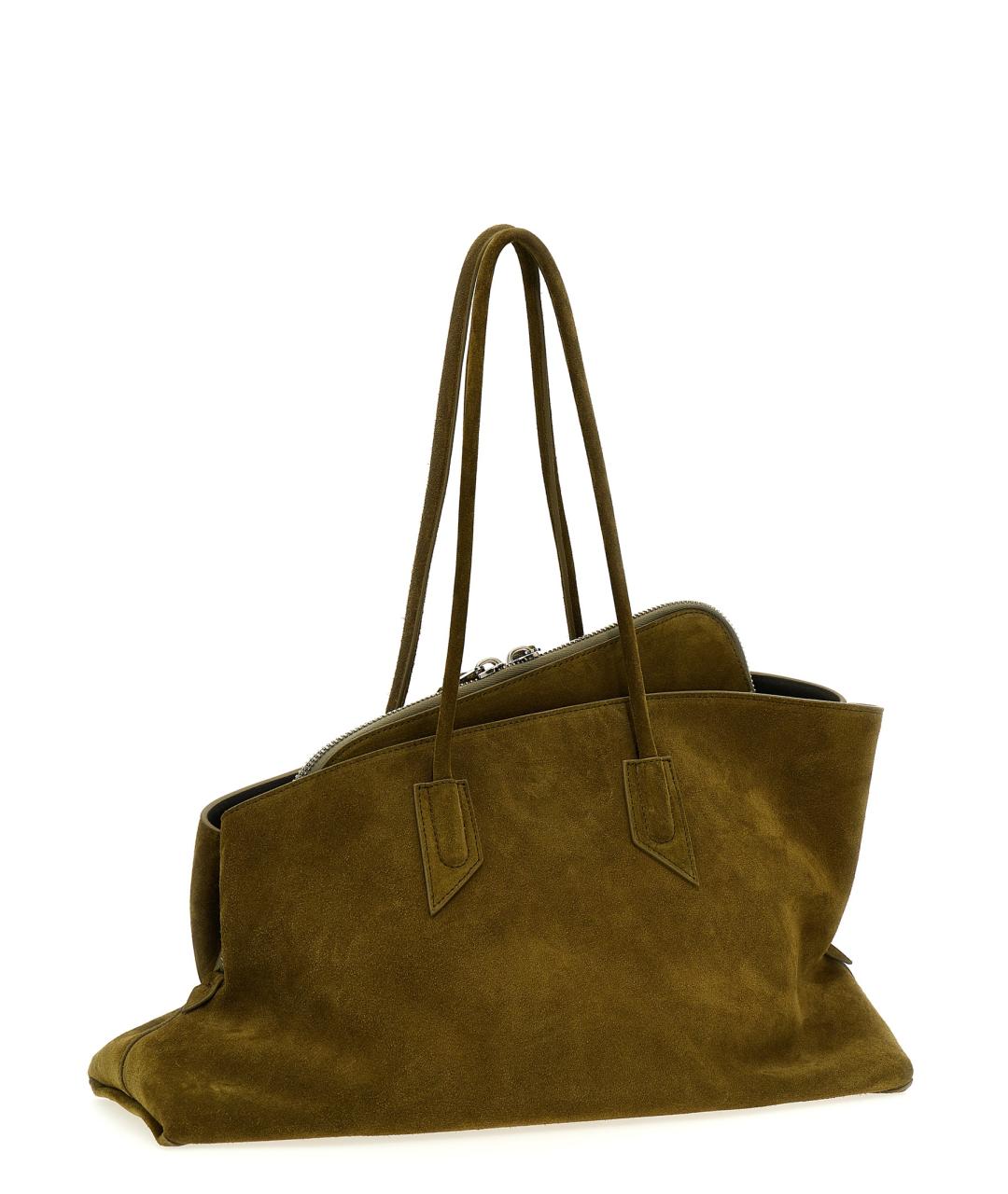 THE ATTICO Зеленая замшевая сумка тоут, фото 2