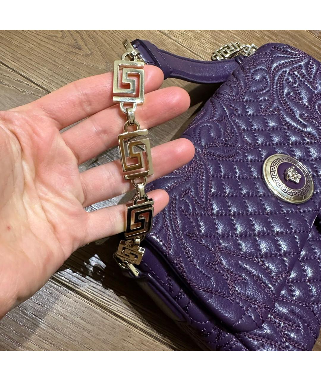 VERSACE Фиолетовая кожаная сумка с короткими ручками, фото 5