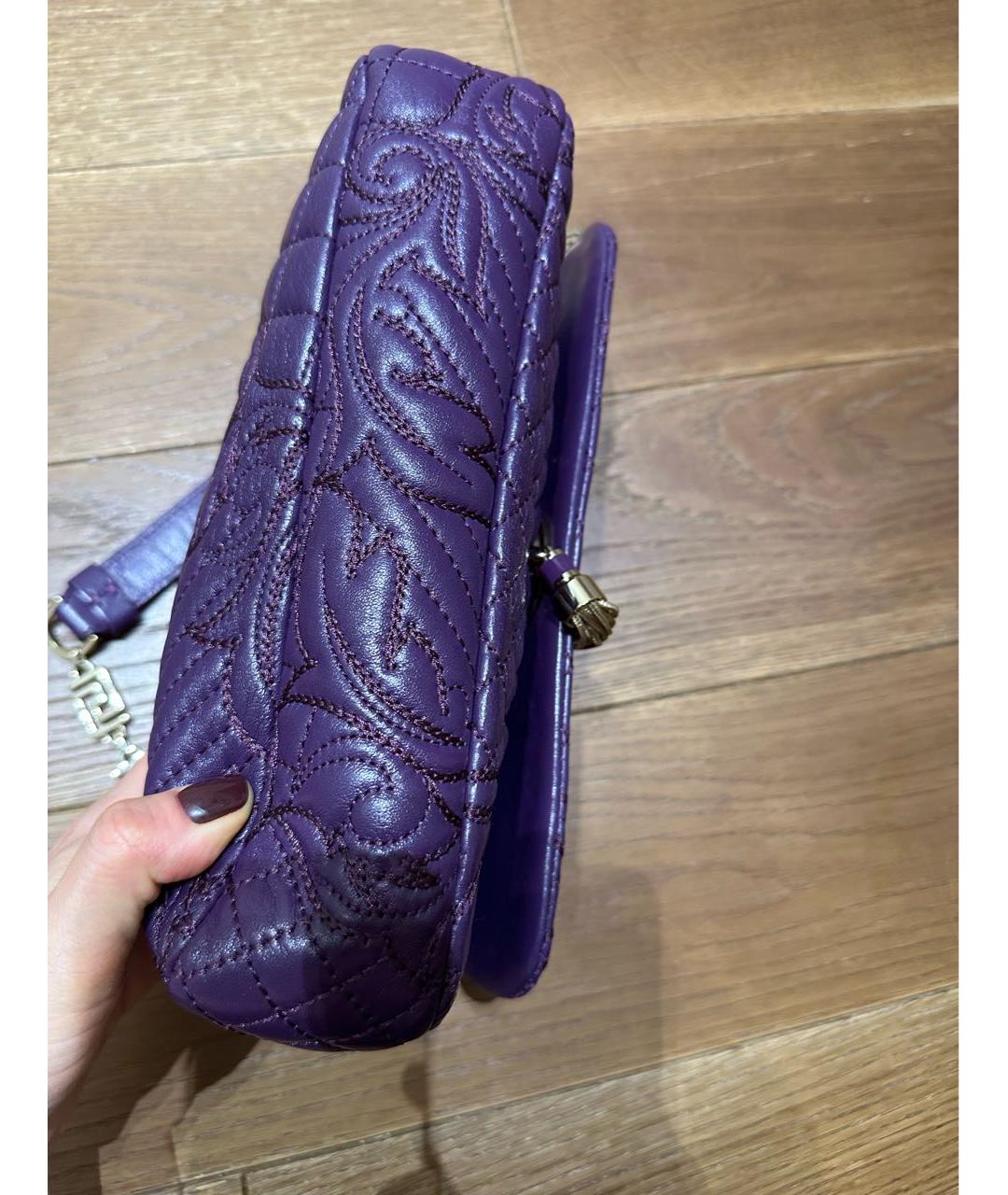 VERSACE Фиолетовая кожаная сумка с короткими ручками, фото 4