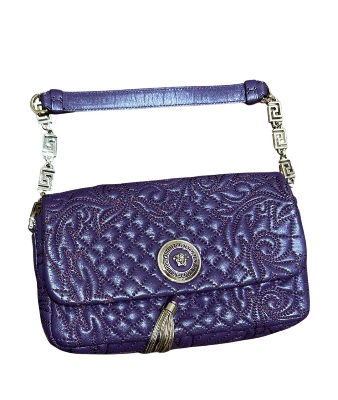 VERSACE Фиолетовая кожаная сумка с короткими ручками, фото 1