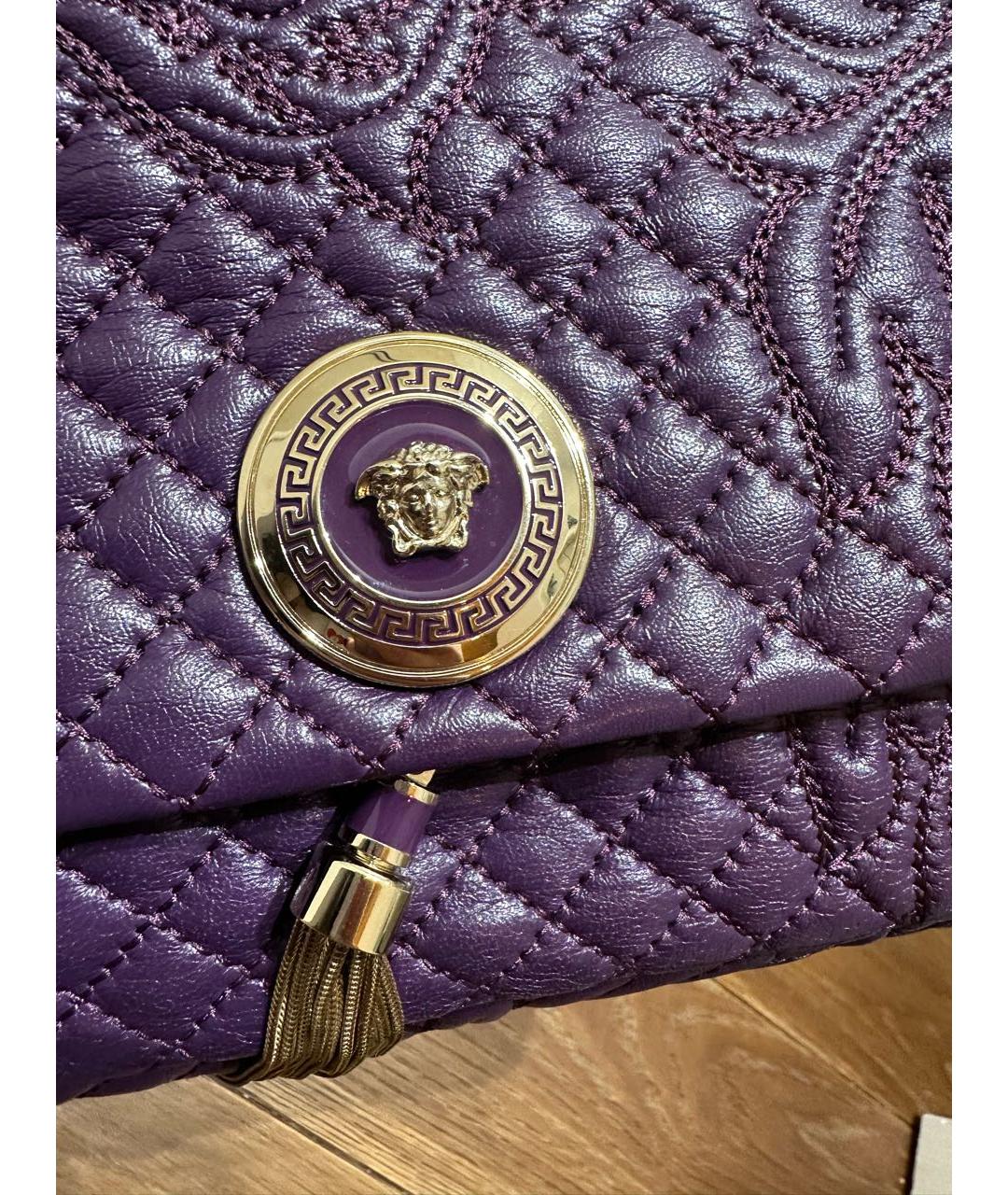 VERSACE Фиолетовая кожаная сумка с короткими ручками, фото 2