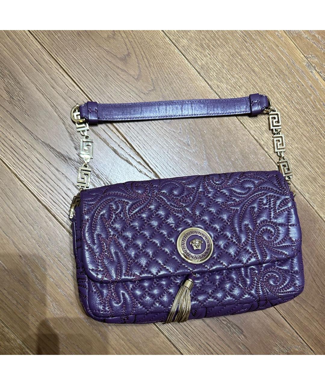 VERSACE Фиолетовая кожаная сумка с короткими ручками, фото 8