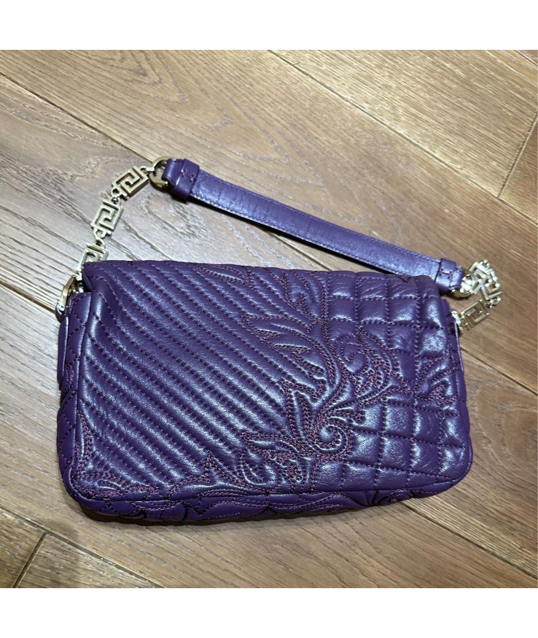 VERSACE Фиолетовая кожаная сумка с короткими ручками, фото 3