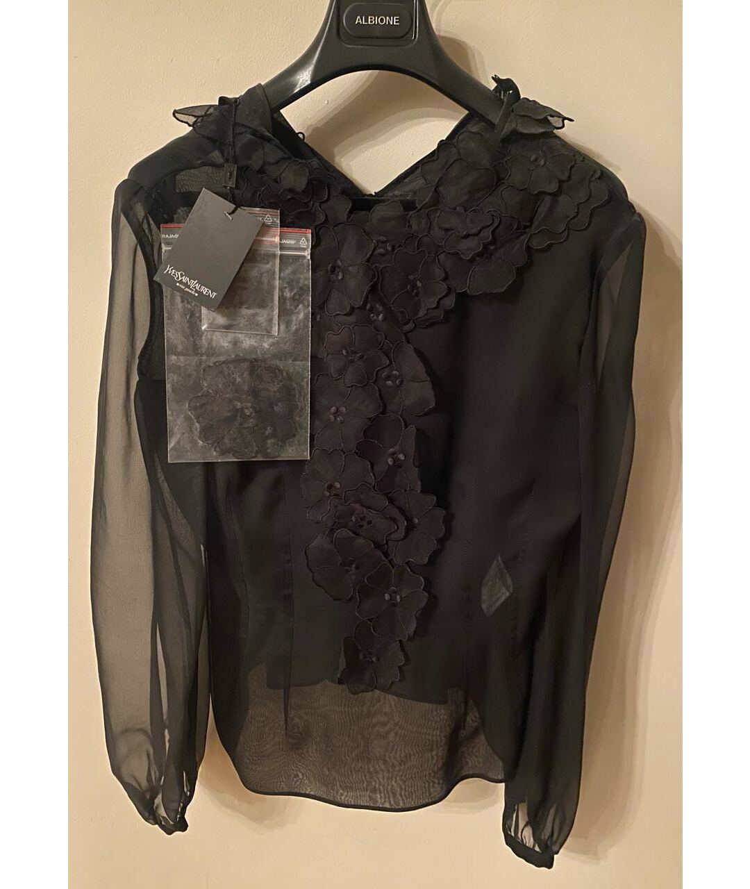 YVES SAINT LAURENT VINTAGE Черная шелковая рубашка, фото 7