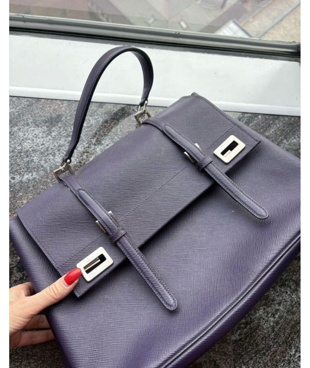 PRADA Фиолетовая кожаная сумка с короткими ручками, фото 3