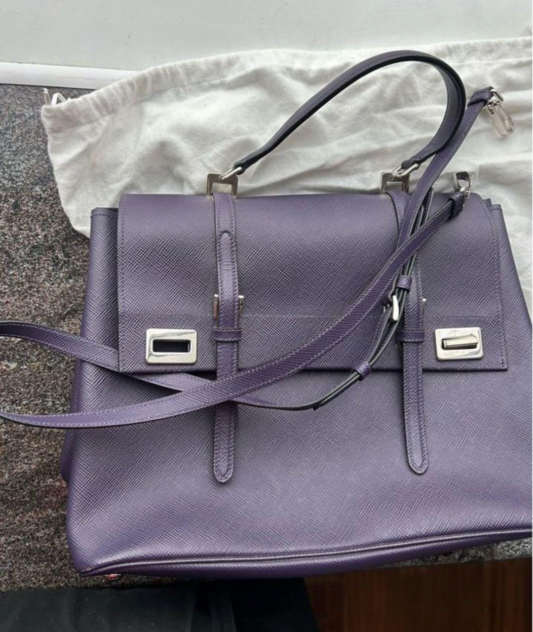 PRADA Фиолетовая кожаная сумка с короткими ручками, фото 2