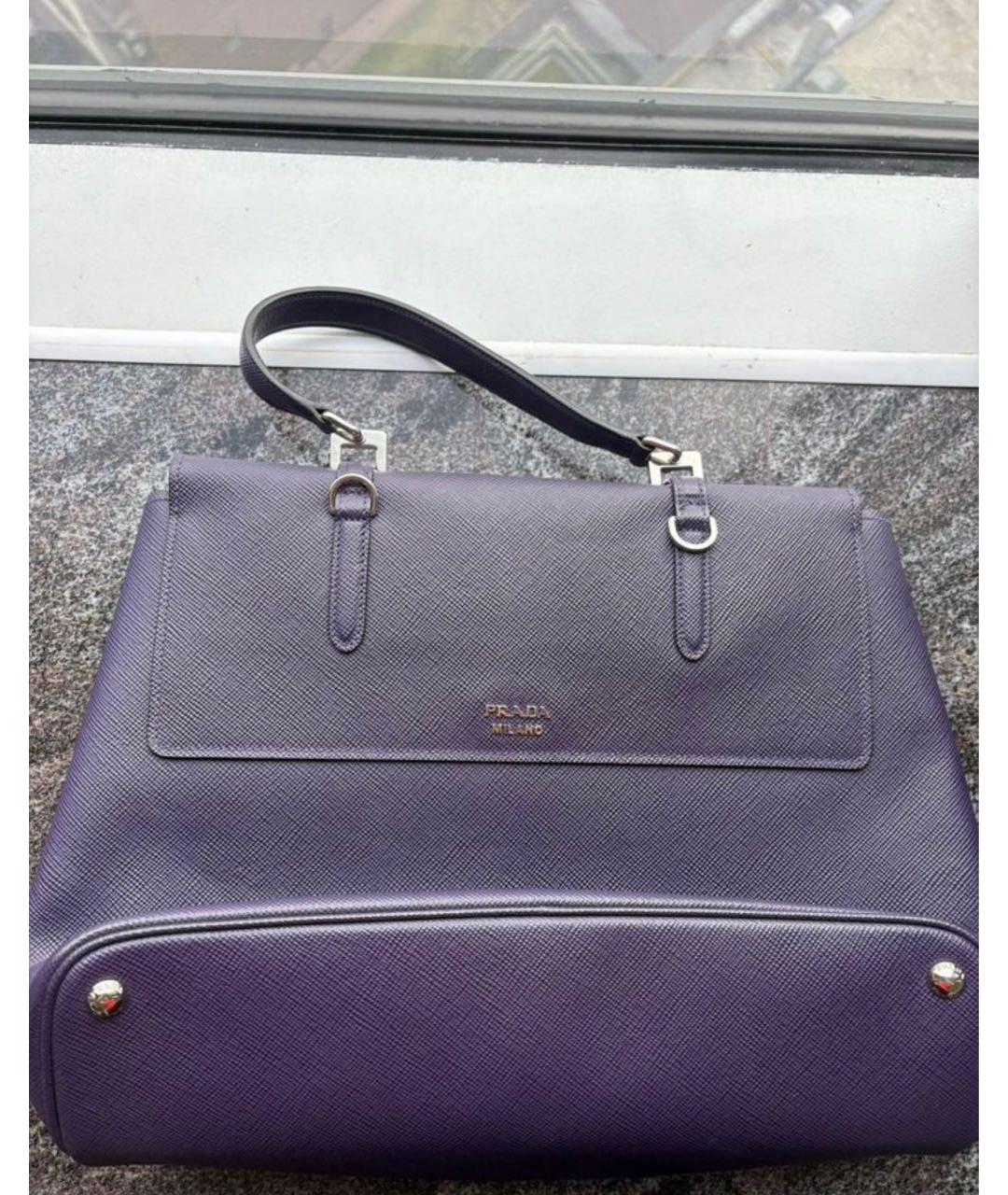 PRADA Фиолетовая кожаная сумка с короткими ручками, фото 9