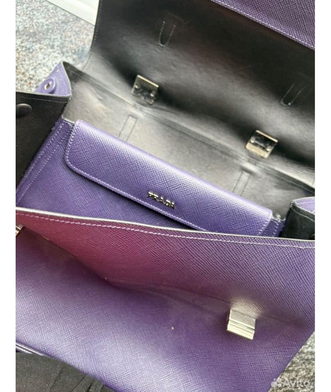 PRADA Фиолетовая кожаная сумка с короткими ручками, фото 4