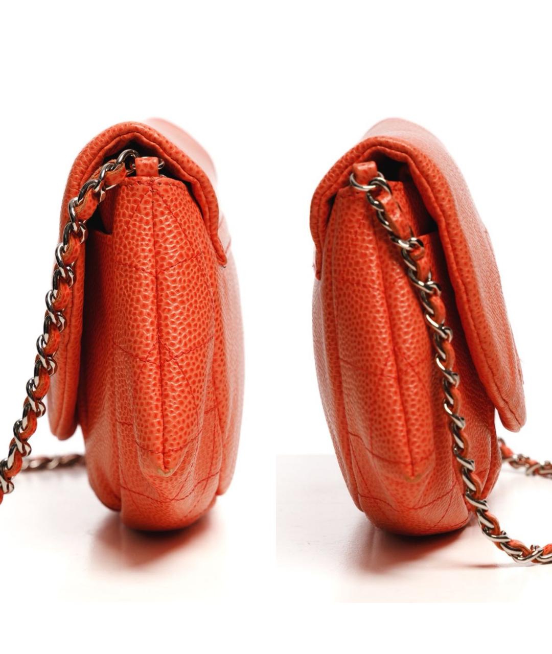 CHANEL Коралловая кожаная сумка через плечо, фото 3